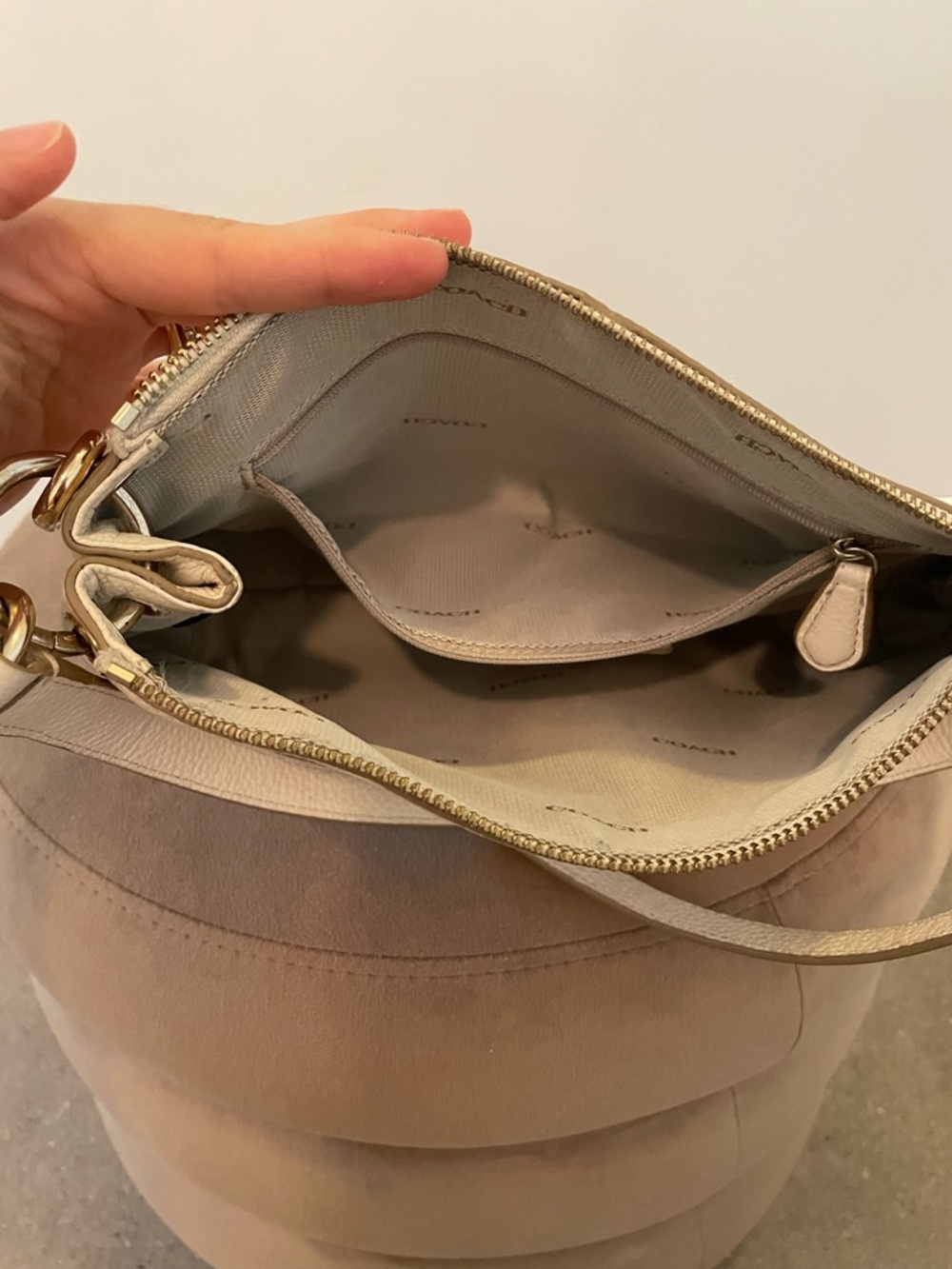 Coach Charley Leather Shoulder Bag with Embossed Carriage - Picture 5 of 12